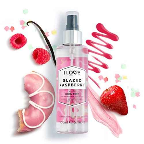I Love Glazed Raspberry Scented Body Mist - Body Mist Fragrance - Long Lasting Body Spray with Natural Fruit Extracts - Raspberry and Vanilla - 5.1 oz