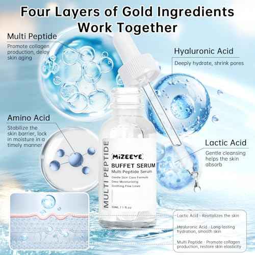 Buffet Peptides Serum For Face, 30ML Multi Peptide Face Serum For Anti-aging, Moisturizing, Fine Lines & Acne.