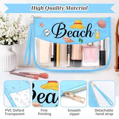 Beach Themed Gifts for Women Friends Adults Blue Makeup Bags with Zipper Beach Lovers Gift Ideas Summer Travel Essentials Cosmetic Travel Bag Organizer Graduation Birthday Present