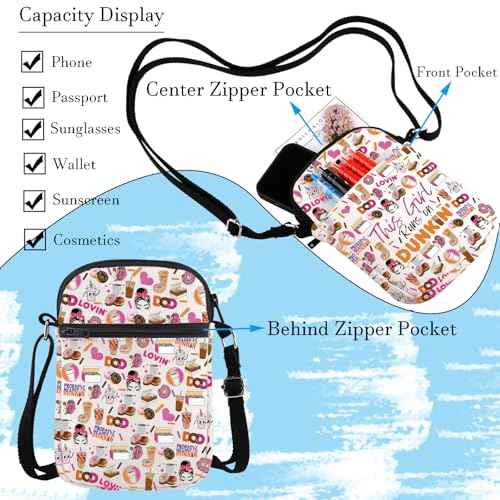 WCGXKO Donut Coffee Gift This girl Donut Crossbody Bag Gift Coffee Donut Lover Messenger Bag