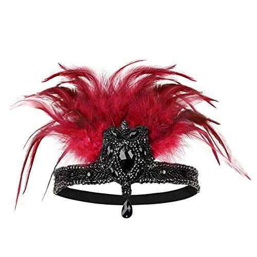 Roaring Art Deco 1920s Flapper Feather Headpiece Roaring 20s Great Gatsby Headband for Women 1920s Headwear
