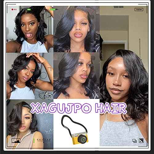 Xagujpo Body Wave V Part Wig Human Hair Upgrade U Part Human Hair Wigs for Black Women 100% Beginner Friendly No Sew In No Glue 180% Density Natural Color (8 inch)