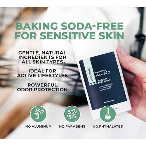 Rustic MAKA Natural Deodorant, Luna Bliss, Aluminum Free, Paraben Free, Baking Soda Free, Deodorant for Women, Activated Charcoal + Magnesium, Cruelty-Free, 3-Pack