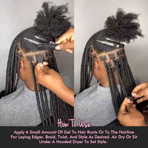 Edge Control Gel for 4C Hair Braiding Hair Gel Firm Hold, Hair Styling Wax Non-Greasy No Flaking 4.2 Oz