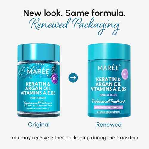 MAREE Hair Oil for Frizzy - Hair Vitamins Keratin Styling Capsules 2 PACK with Jojoba & Argan Oil - Anti Frizz Serum for Women - Frizzy, Damaged, Dry & Curly - S?rum Gotas & Aceite Para el Cabello