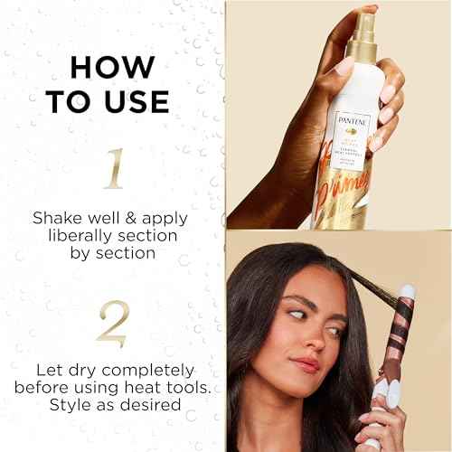Pantene Pro-V Heat Protectant Spray, Thermal Heat Primer for Hair, Pack of 3, 21.6 oz total