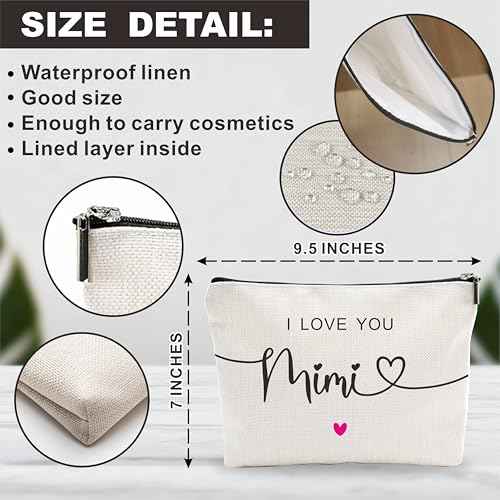 NYCTUG Cosmetic Bags For Women, I Love You Mimi, Travel Toiletry Pouch, Small Storage Bag, Gifts For Cat Lovers, Thanksgiving Christmas£¬Women Accessories-A04