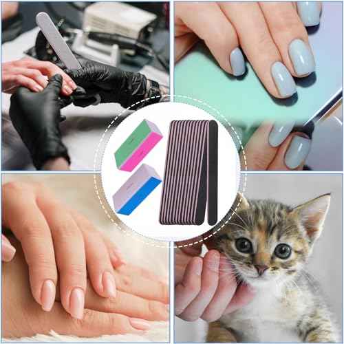 Nail File and Buffer Set, 4 Way Nail Buffers Shine Kit Professional Nail Files for Natural Nails Manicure Filer Filing Polishing Buff Nail Care Smoother Buffing Fingernail 100/120/240/600/3000 Grit