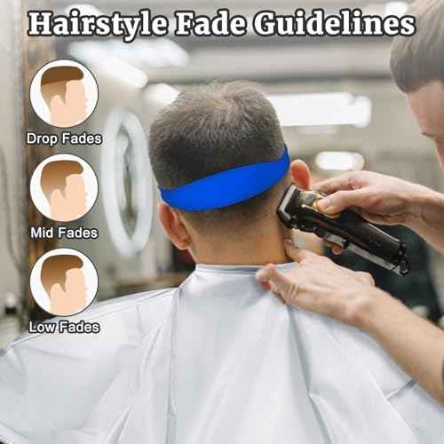 Fade Haircut Guide for Men, Self Haircut Kit for Men, Include Hair Cutting Guide & Cape Umbrella & Comb, Neckline Shaving Templat, DIY Hair Cutting Accessories Tools for Home (Blue)