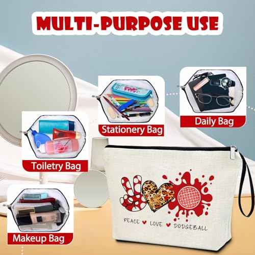 DODGEBALL Gift -Dodgeball Lover Gift Dodgeball Bag Gift for Dodgeball Player Cosmetic Bag Gift for Women Her Dodgeball Girl Make up Pouch Gift for Christmas Birthday Graduation