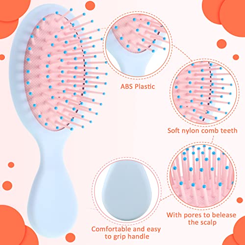Zopeal 28 Pcs Kids Gift Wet Hair Mini Brush Bulk Girl Halloween Operation Christmas Small Pocket Travel Hairbrush Hygiene Detangler Soft Bristle Detangling Paddle for Party Favor Reward(28 Colors)