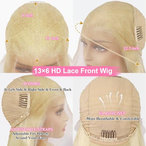 613 Lace Front Wig Human Hair 200 Density 13x6 HD Lace Front Wigs Human Hair Body Wave Blonde Wig Human Hair For Women 20 Inch Blonde 13x6 HD Lace Frontal Glueless Wigs Human Hair for Women