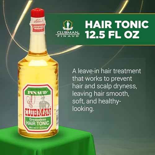 Clubman Pinaud Hair Tonic for Men ? Classic Greaseless Hair Tonic for Hair Growth, Strengthening Scalp Treatment, 12.5 fl oz