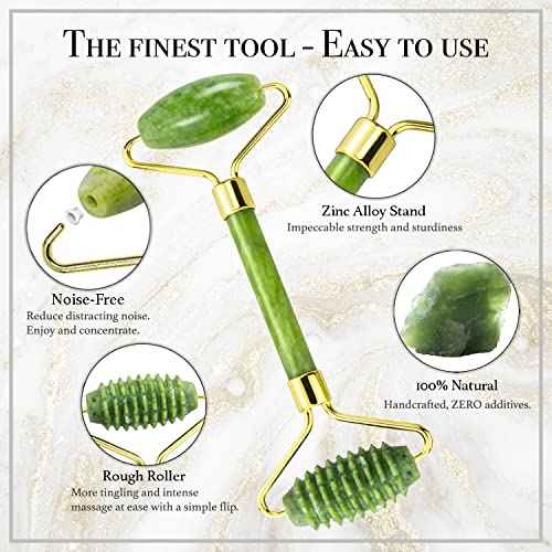 Gua Sha & Jade Roller 3 in 1, Face Roller, Guasha Facial Massage Skin Care Tool Set, Massager for Removal of Wrinkles & Eye Puffiness, Anti-Aging & Body Relaxation