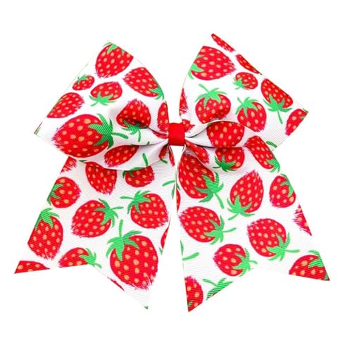 Red Strawberry Bow Hair Clip Women Girls Pink Strawberry Hair Bow 8 Inch Large Cheer Bows Birthday Party Sweet Fruit Hairs Accessories TSFJ87 (Red)