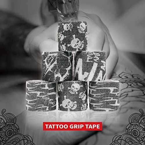 Tattoo Grip Tape Wrap Cover - 24Pcs Tattoo Machine Wrap 2" x 5 Yards Tattoo Machine Tape Cohesive Elastic Bandage Rolls Self-Adherent Tape for Tattoo Machine Grip Tube Accessories Sports Tape