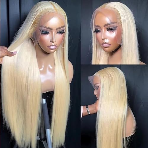 613 Lace Front Wig Human Hair 13x6 Transparent Lace Straight 613 HD Lace Frontal Wig Blonde Wig Human Hair Pre Plucked with Baby Hair 20 Inch 200 Density