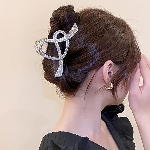 Rhinestone Hair Clips For Women£¬4inch Crystal Hair Catch Barrette Metal Jaw Clamp For Girls£¬Fancy Rhinestone Claw Fashion Hair Accessories For Lady'S Gift