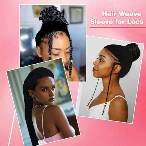 Upgraded Hair Weave Sleeve for Locs - Highly Elastic and Strong Design Wraps The Hair In All Directions, Comfortable, Breathable Suitable for Black Women. (black)