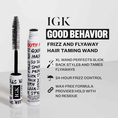 IGK Good Behavior Frizz & Flyaway Hair Taming Wand ? Lightweight Gel Control Stick for Smooth, Sleek Hair, Anti-Frizz Styling, 0.24 oz