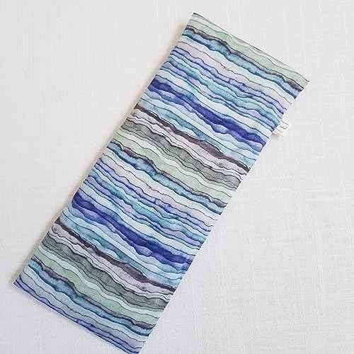 Eucalyptus Eye Pillow with Cover - Headache & Sinus Relief Heat Therapy, Washable Cover, Eco-Friendly Ingredients - Blue Green Layers