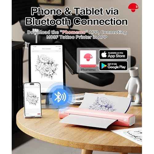 Phomemo M08F Bluetooth Tattoo Stencil Printer with Storage Case & 10pcs Tattoo Transfer Paper, Thermal Transfer Printer Machine for Artists & Beginners, Compatible with Tablet, Phone & Computer