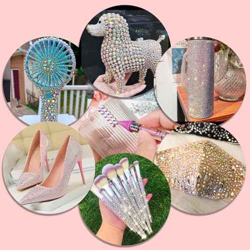 Canvalite 25000PCS Resin Jelly Rhinestones for Crafting,Clear AB Flatback Gems, Bedazzling Crystal with 5 X 2.5g B7000 Jewelry Glue and Tweezers and Dotting Pen for DIY Crafts Clothing Shoes Nail Art