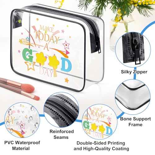 Positive Motivational Gifts for Women Girls MAKE TODAY A GOOD DAY Makeup Bag Inspirational Gifts for Daughter Sister Friend Mom Aunt Birthday Christmas Graduation Gifts Cosmetic Bag Clear Toiletry Bag