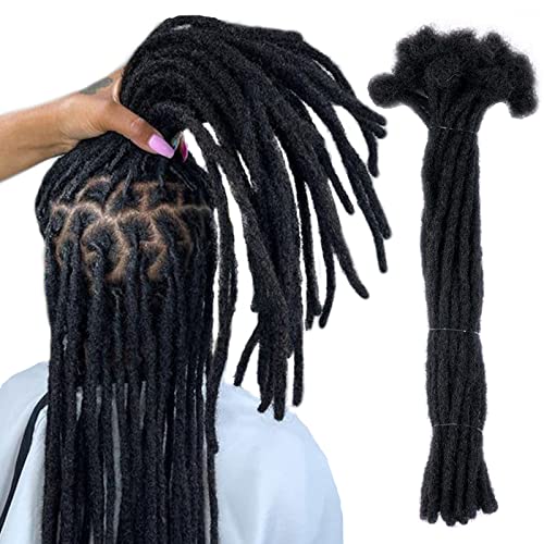 100% Human Hair Dreadlock Extensions for Men/Women, 0.4cm Thickness 8 Inch 60 Strands Full Handmade Can be Dyed and Bleached Permanent Loc Extensions Human Hair Natural Black