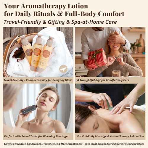 Sandalwood & Bergamot Aromatherapy Lotion ? Lightweight Moisturizer for Body & Massage, Gentle Warming Care with Woody-Citrus Aroma for Grounding and Refreshing Self-Care, 3.4 fl oz / 100 ml