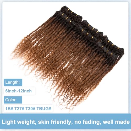 Originea 0.6cm 6-18 Inch 100% Human Hair Dreadlock Extensions Curly Ends Loc Extensions Human Hair For Women/Kids Handmade Permanent Loc Extensions Can Be Dyed Bleached Curled T27# 8 inch 30 Strands