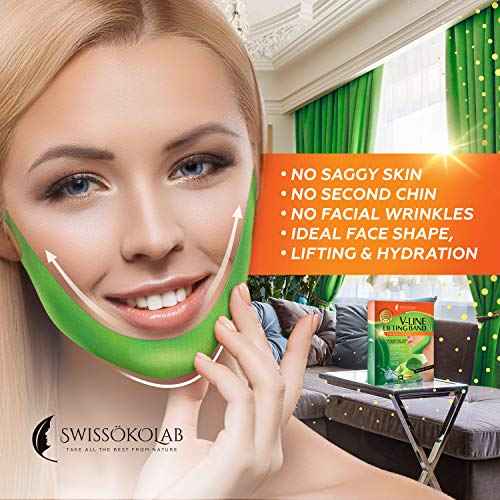 SWISS?KOLAB V shape lifting up Face Mask Chin Up Patch Double Chin Reducer Chin Contour Tightening Firming Face Lift Tape Mask V-Line Neck Lifting Patches V Shaped Slimming Face Mask 5 pcs