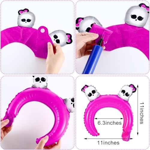 60 Pieces Halloween Inflatable Headband Cute Cartoon Balloons Hats Hair Hoops with Pattern Halloween Party Favors Photo Props