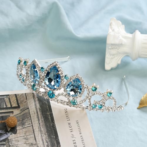 Princess Crown Girls Crystal Tiara Sparkle Gold Crown Halloween Cosplay Hair Accessories Girls Tiara Wedding Tiara for Sweet Birthday Gifts