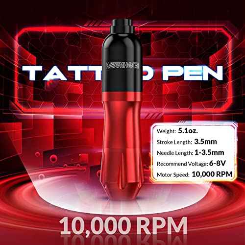Tattoo Kit, Wormhole Tattoo Gun Kit Tattoo Machine Kit 20 Tattoo Cartridge Needles 10 Inks with Foot Pedal, Power Supply, RCA Tattoo Cord, Tattoo Machine for Artists and Beginners WTK079