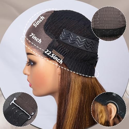 34 Inch Highlight Ombre Lace Front Wig Human Hair 200% Density Brown Highlighted Wig Human Hair 7x5 Highlight wigs human hair glueless wear and go Pre Plucked With Baby Hair Highlight Wig for Women