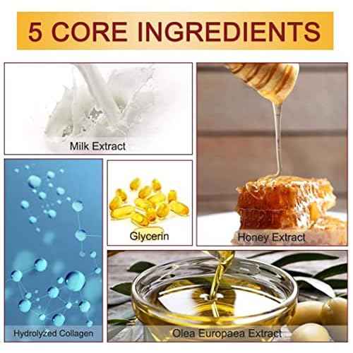 CGBOOM 5 Pairs Hand Masks Moisturizing Gloves, Hand Skin Repair Renew Mask Infused Collagen, Vitamins + Natural Plant Extracts for Dry, Aging, Cracked Hands (Honey and Milk)
