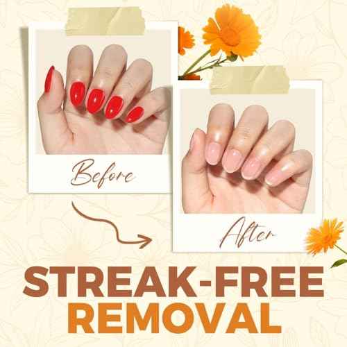 UNA GELLA Acetone Nail Polish Remover, Soak Off Gel Nails Polish Remover With Easy Use Cap, Healthy Formula Works For Nail Glue 8 Fl Oz, Calendula Scent