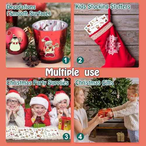 Partywind 235 Styles Glow Christmas Tattoos for Kids Stocking Stuffers, Luminous Christmas Party Decorations Supplies Favors, Holiday Party Games Toys, Santa Snowflake Decor (24 Sheets)