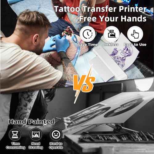 Zoolion Bluetooth Tattoo Stencil Printer, Tattoo Printer for Skin, M08F Tattoo Printer Copier with 10Pcs Transfer Paper, Thermal Printer Tattoo Support Phone&Tablet&PC, Stencil Machine for Tattooing