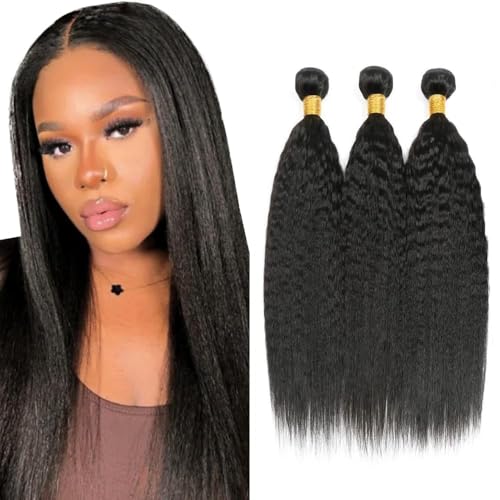 Brazilian Human Hair Bundles 18 20 22 Inch Kinky Yaki Wave Bundles Human Hair 11A Unprocessed Virgin Quick Weave Hair for Black Women