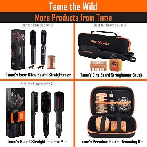 Tame the Wild Beard Straightener with Heat Protectant - Argan Oil, Keratin & Aloe Fortified Spray for Men's Hair & Beard - Large 8.5 Fl Oz Bottle