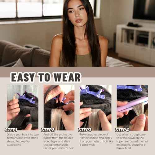 Tape in Hair Extensions Human Hair 18 Inch 50g 20Pcs Remy Human Hair Extensions Invisible Straight Seamless Tape in Extensions (18in, 50g, #2)