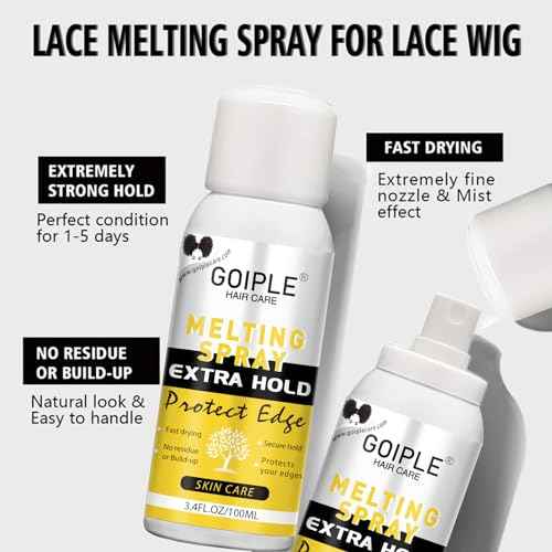 Lace Melting and Holding Spray Glue-Less Hair Adhesive for Wigs, Lace Bond Adhesive for Closure Wigs and Front Extensions, Strong Natural Finishing Hold with Control