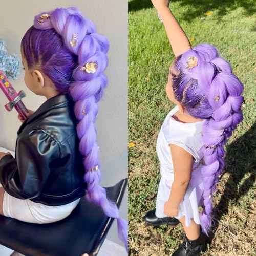Light Purple Braiding Hair Pre Stretched Synthetic Yaki Ez braid Pre stretched Braiding hair