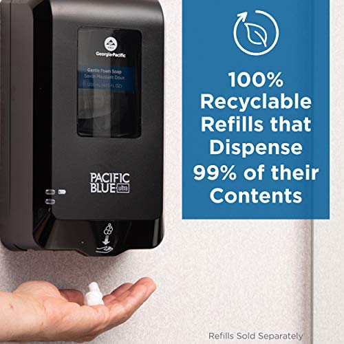 Georgia-Pacific-43822 Pacific Blue Ultra Antimicrobial Foam Soap Refills for Automated Touchless Soap Dispenser, Dye and Fragrance Free, 3 Bottles/Case