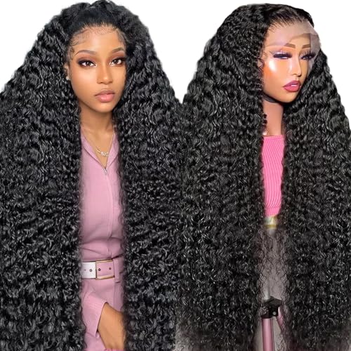 12 Inch 13x6 HD Deep Wave Lace Front Wigs Human Hair Pre Plucked 200% Density Transparent Deep Curly Lace Frontal Wigs With Baby Hair Glueless Wig For Women