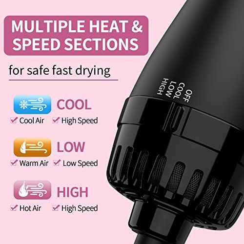 Hair Dryer Brush Blow Dryer in One, Upgraded 4 in 1 Hair Dryer and Styler Volumizer with Negative Ion Anti-frizz Ceramic Titanium Barrel Hot Air Hair Straightener Brush