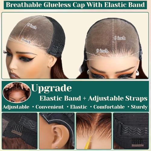 Brown Wear and Go Glueless Wigs Human Hair Pre Cut 26 Inch 9x6 Chocolate Brown Body Wave HD Lace Front Wig Pre Plucked Bleached Knots #4 Dark Brown Closure Wigs 200 Density for Women