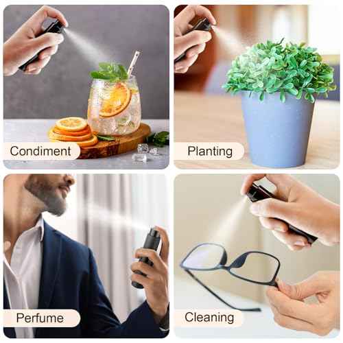 8ML Travel Perfume Atomizer 4 Pack - Refillable Leak Proof Spray Bottles for Fragrance & Essential Oils, Portable Mini Sprayer Set, Christmas Gift (Matte Black)